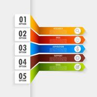 modèle d'infographie avec l'image de 5 rectangles vecteur