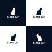 ensemble de création de logo de chat noir vecteur