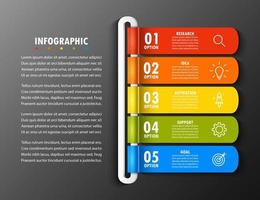 modèle d'infographie avec l'image de 5 rectangles vecteur