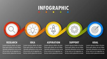 modèle d'infographie avec l'image de 5 rectangles vecteur