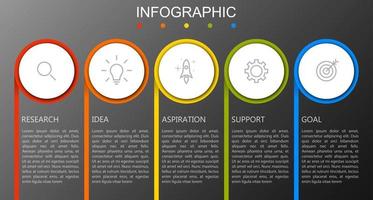 modèle d'infographie avec l'image de 5 rectangles vecteur