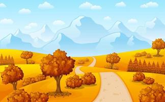 illustration vectorielle du paysage d'automne avec des montagnes et des arbres vecteur