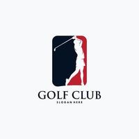 modèle vectoriel de conception de logo de joueur de golf.