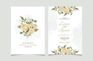 modèle de carte d'invitation de mariage floral élégant dessiné à la main vecteur