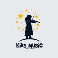 logo coloré d'éducation d'école de musique d'enfants vecteur