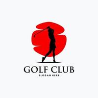 modèle de conception de logo de silhouette de sport de golf vecteur