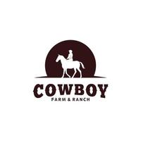 cow-boy, équitation, cheval, silhouette, logo vecteur