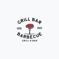 steak house, concept de conception de logo de restaurant barbecue vecteur