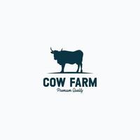 concept de conception de logo de ferme vache ferme vecteur