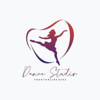 gymnastique de fitness avec création de logo ruban vecteur