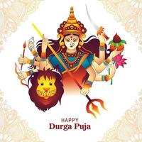 dieu indien durga dans happy durga puja subh navratri fond vecteur