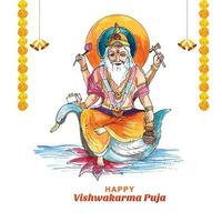 dieu hindou vishwakarma un architecte et ingénieur divin de l'arrière-plan de la célébration de l'univers vecteur