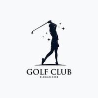 modèle vectoriel de conception de logo de joueur de golf.