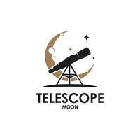 télescope dans l'illustration vectorielle du logo demi-lune vecteur