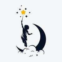 atteindre le logo des rêves avec le symbole de la lune vecteur
