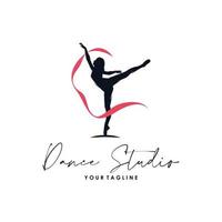 logo pour une conception de silhouette de studio de ballet ou de danse vecteur