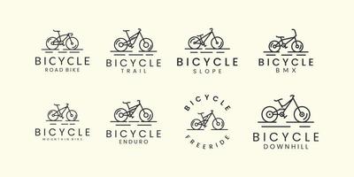 bundle logo vélo avec conception de modèle d'icône de logo de style linéaire. transport, illustration vectorielle de sport vecteur