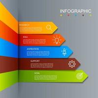 modèle d'infographie avec l'image de 5 rectangles vecteur