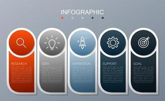 modèle d'infographie avec l'image de 5 rectangles vecteur