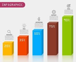 modèle d'infographie avec l'image de 5 rectangles vecteur