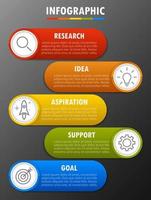 modèle d'infographie avec l'image de 5 rectangles vecteur