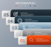 modèle d'infographie avec l'image de 5 rectangles vecteur