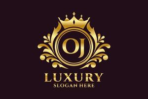 modèle initial de logo de luxe royal de lettre oj dans l'art vectoriel pour des projets de marque luxueux et d'autres illustrations vectorielles.