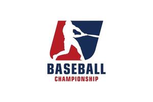 lettre u avec création de logo de baseball. éléments de modèle de conception de vecteur pour l'équipe sportive ou l'identité d'entreprise.