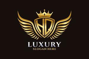 lettre d'aile royale de luxe hq crête logo couleur or vecteur, logo de victoire, logo de crête, logo d'aile, modèle de logo vectoriel. vecteur