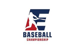 lettre e avec création de logo de baseball. éléments de modèle de conception de vecteur pour l'équipe sportive ou l'identité d'entreprise.