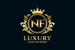 modèle initial de logo de luxe royal de lettre nf dans l'art vectoriel pour des projets de marque luxueux et d'autres illustrations vectorielles.