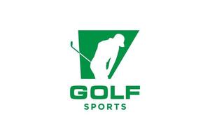 logo d'icône de lettre alphabet v pour modèle vectoriel de conception de logo de golf, étiquette vectorielle de golf, logo de championnat de golf, illustration, icône créative, concept de conception
