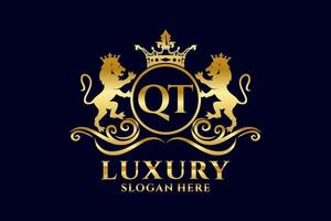modèle initial de logo qt lettre lion royal luxe dans l'art vectoriel pour les projets de marque luxueux et autres illustrations vectorielles.