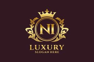 modèle de logo de luxe royal ni lettre initiale dans l'art vectoriel pour les projets de marque luxueux et autres illustrations vectorielles.