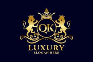 modèle initial de logo qk lettre lion royal luxe dans l'art vectoriel pour les projets de marque luxueux et autres illustrations vectorielles.