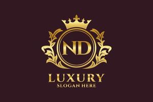 modèle de logo de luxe royal lettre initiale nd dans l'art vectoriel pour les projets de marque luxueux et autres illustrations vectorielles.