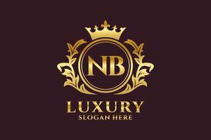 modèle de logo de luxe royal lettre initiale nb dans l'art vectoriel pour les projets de marque luxueux et autres illustrations vectorielles.