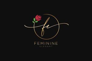 monogramme de beauté du logo féminin initial fe et design élégant du logo, logo manuscrit de la signature initiale, mariage, mode, floral et botanique avec modèle créatif. vecteur