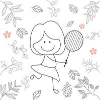 illustration de dessin animé pour enfants, à des fins de conception graphique. jouer au badminton. vecteur