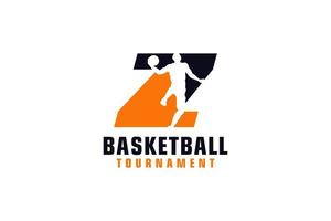 lettre z avec création de logo de basket-ball. éléments de modèle de conception de vecteur pour l'équipe sportive ou l'identité d'entreprise.