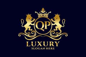 modèle de logo de luxe royal de lion de lettre qp initial dans l'art vectoriel pour des projets de marque luxueux et d'autres illustrations vectorielles.