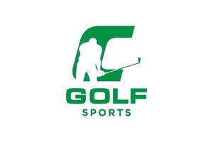 logo d'icône de lettre alphabet c pour modèle vectoriel de conception de logo de golf, étiquette vectorielle de golf, logo de championnat de golf, illustration, icône créative, concept de design