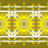 le motif de tissu sans couture ressemble à des fleurs ou à des feux d'artifice jaunes et verts. il se compose d'un cercle, d'un carré, d'une goutte d'eau et d'un demi-cercle. vecteur