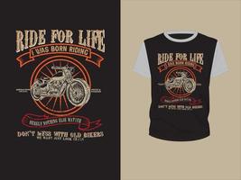 ride for life - design exclusif de t-shirt moto vecteur