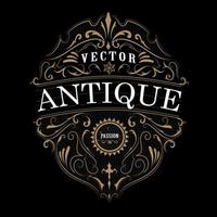 étiquette vintage typographie conception de cadre antique vecteur de frontière