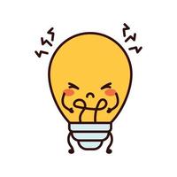 ampoule drôle mignonne, personnage de lampe. icône d'illustration de personnage de dessin animé de ligne plate de vecteur kawaii.