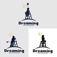 ensemble de création de logo de rêve pour enfants vecteur