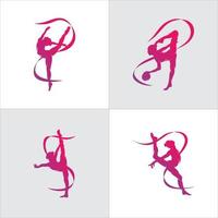 ensemble de création de logo de gymnastique vecteur