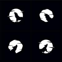 le loup hurle à la lune logo vecteur