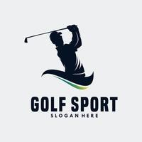 modèle de conception de logo de silhouette de sport de golf vecteur